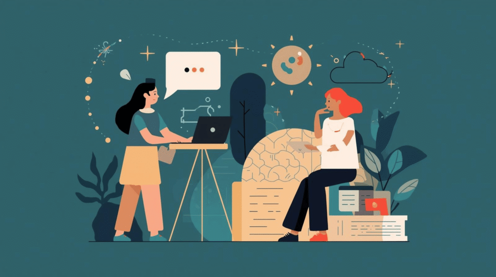 Flat illustration which describe Visual Identity vs Brand Messaging: Powerful Reasons You Need Both for Success